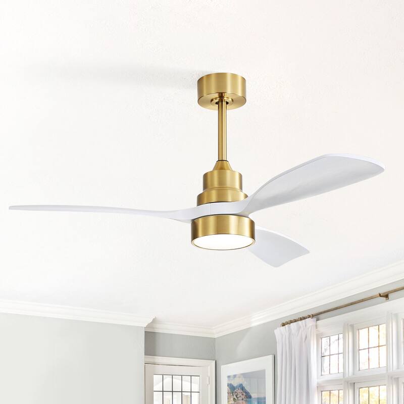 52"Solid Wood Ceiling Fan with Light Optional, 6-Speed Reversible DC Motor and Remote control,Smart Optional