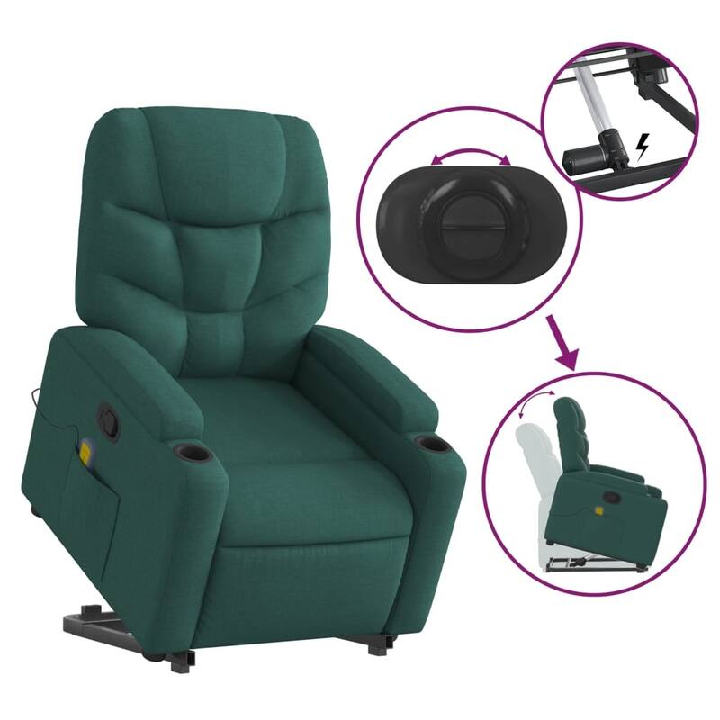vidaXL Stand up Massage Recliner Chair Light Gray Fabric
