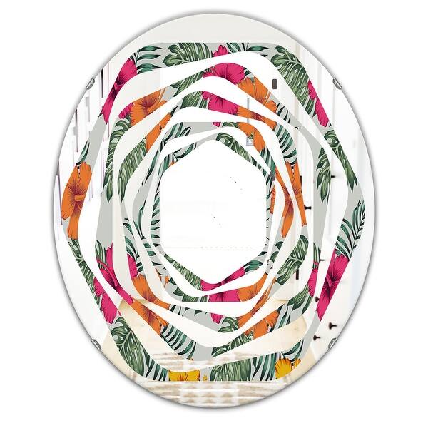 Designart 'Retro tropical Leaves III' Printed Cottage Round or Oval ...