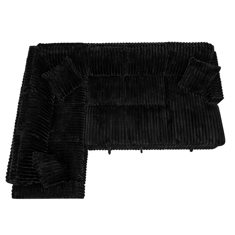 Roomfitters Oversized U Shaped Sectional Sleeper Sofa Bed with Pull Out Couch and Storage Chaise, Black