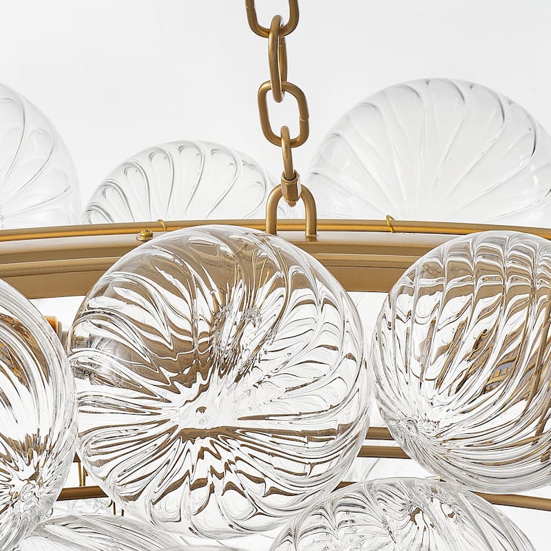 Gold Bubble Ball Chandelier, LED Pendant Light with Glass Globes