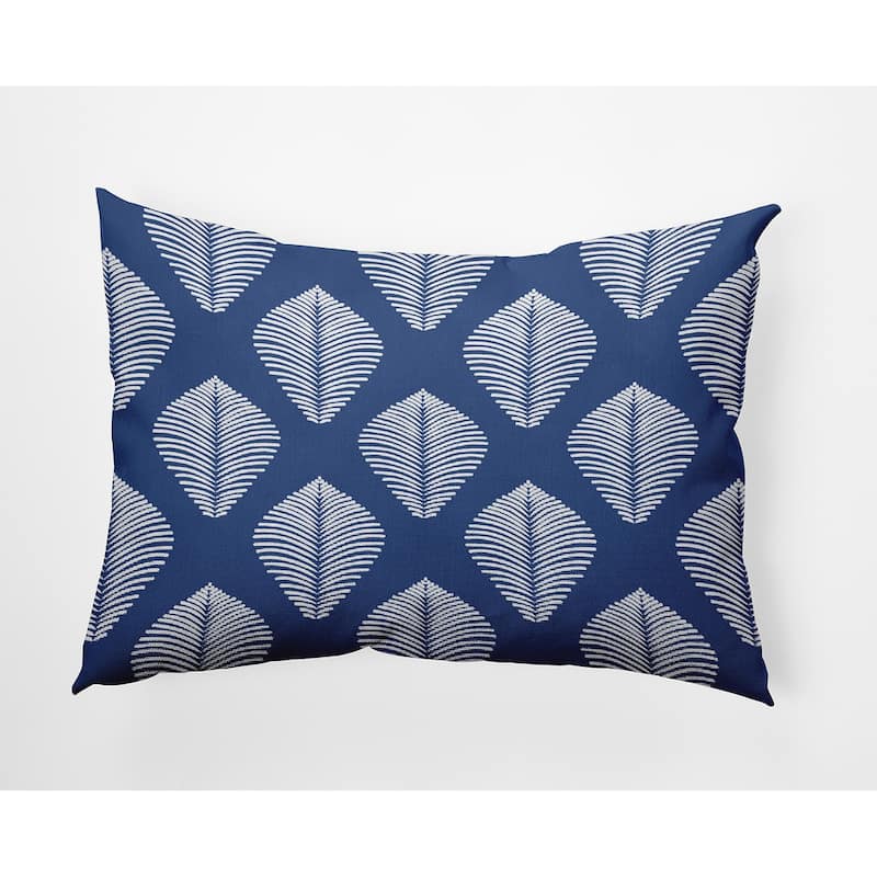 Fan Leaf Pattern Decorative Throw Pillow - 14" x 20" - Nautical Navy