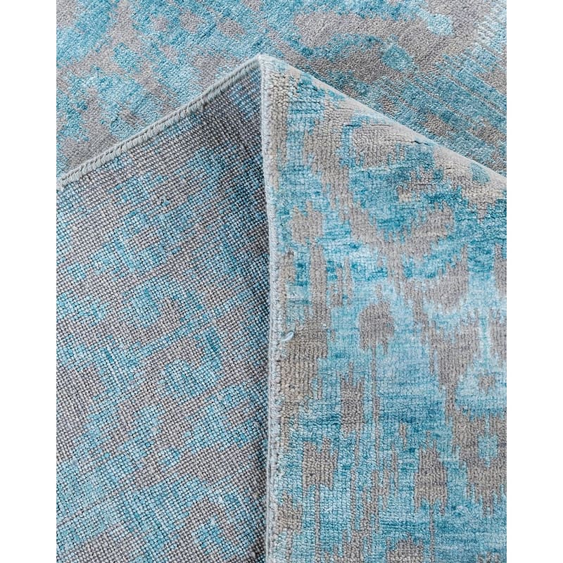 Ikat One-of-a-Kind Handmade Area Rug, Blue - 8' 3" x 10' 2"