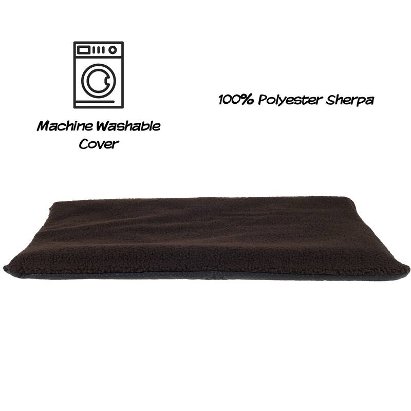 PETMAKER Self-Heating Pet Bed Crate Mat with Washable Sherpa Cover