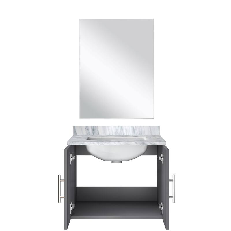 Bathroom Vanity Set with Marble Top, Single Hole Faucet, Mirror Included, Stainless Steel