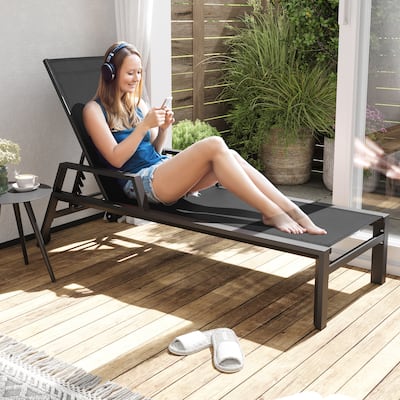 Outdoor Chaise Lounges Patio Lounge Chairs Aluminum with Adjustable Back and Wheels - See Picture