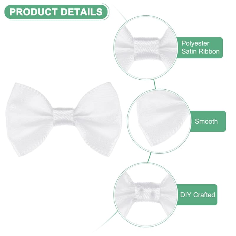 60-Pack Mini Craft Ribbon Bow 1.5x1 Inch for Craft DIY - White