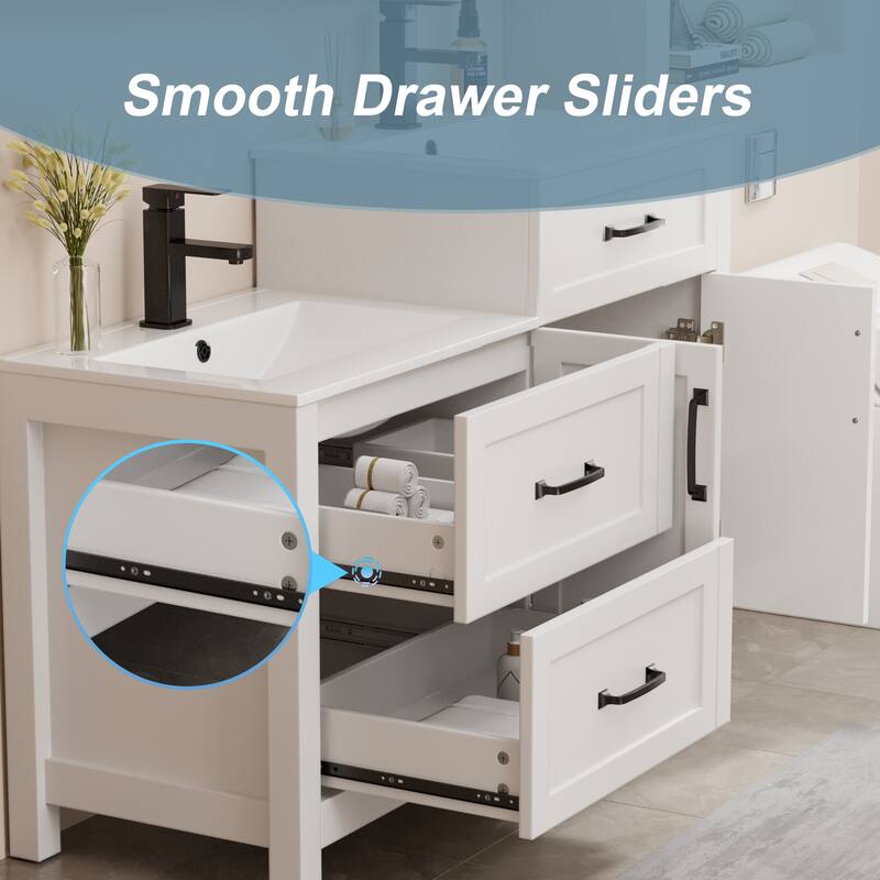 48" Bathroom Cabinet Double Basin Combination Parent-child Wash Basin