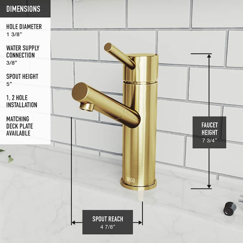 VIGO Noma 8" H Single Handle Single Hole Bathroom Faucet - Without Extras - Matte Brushed Gold