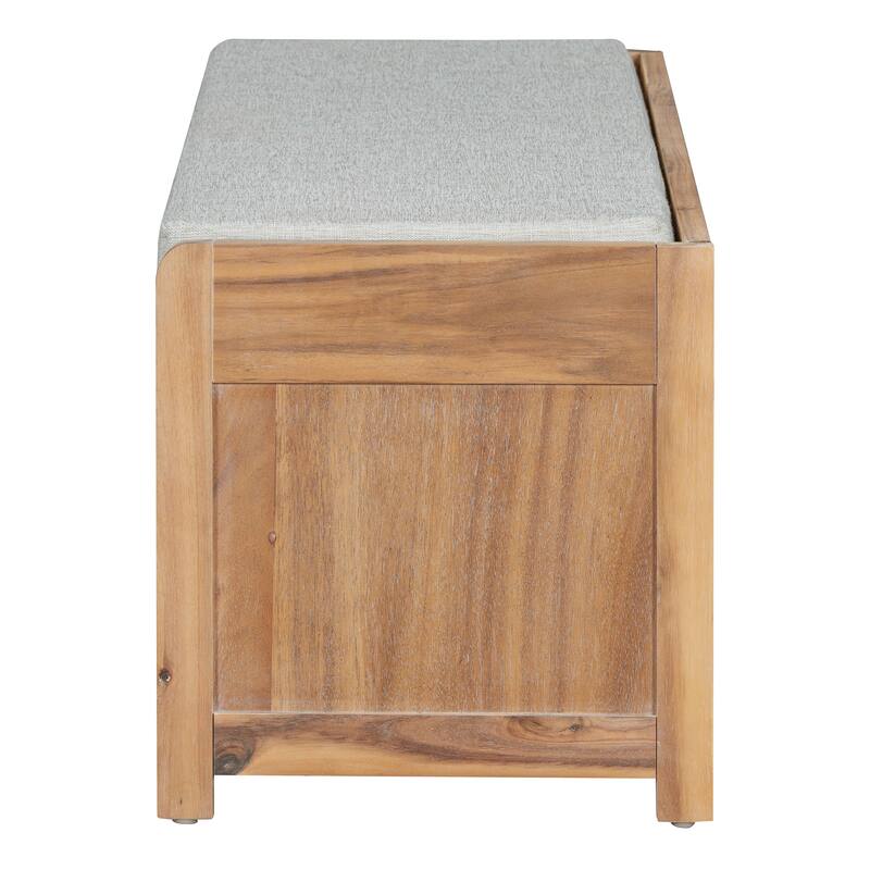 Shoe Storage Bench Entryway Bench with Cushion, Sliding Door
