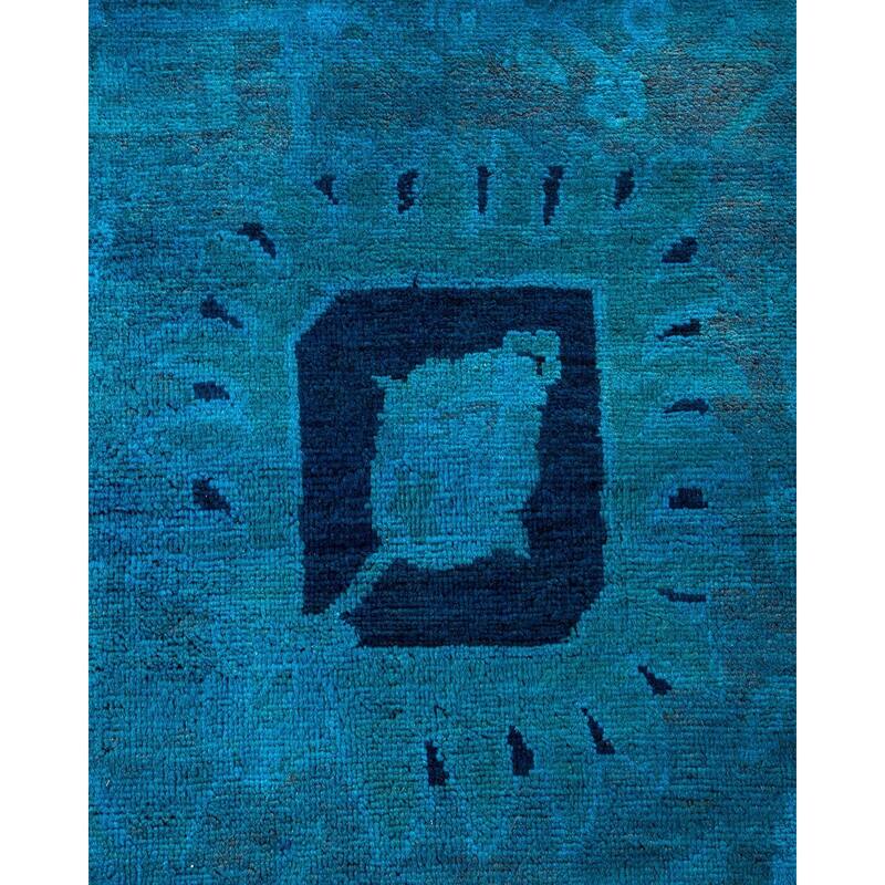Overton Hand Knotted Wool Vintage Inspired Modern Contemporary Overdyed Blue Area Rug - 10' 1" x 13' 10"