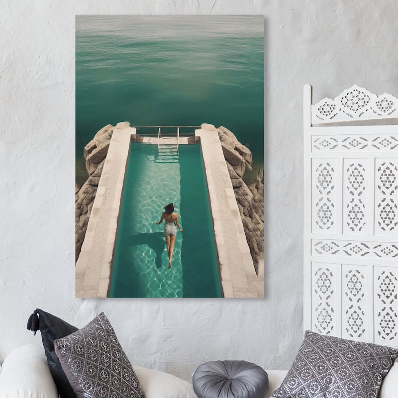 Wynwood Studio Canvas Fashion and Glam Mediterranean Escape Green and Tan Nautical & Coastal Wall Art Canvas Print - 45 x 30