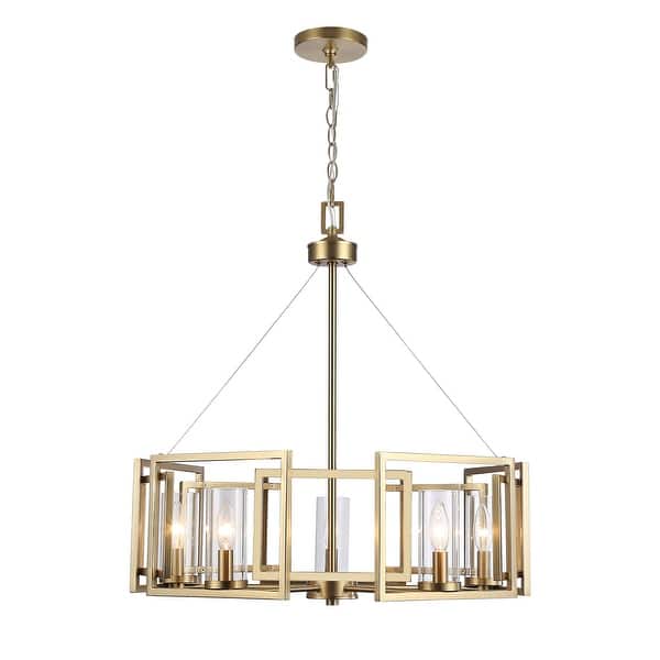 slide 2 of 8, Marco 5-Light Chandelier in Brushed Champagne Bronze with Clear Glass - 5 Light Chandelier
