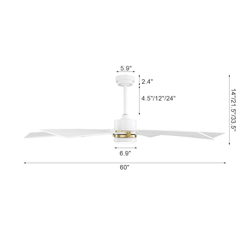 MLiAN 60 inch 6 Blades Indoor Smart Ceiling Fan with Light and Remote - 60inch