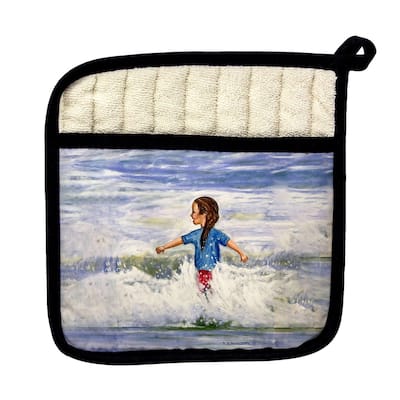 Girl in Surf Pot Holder - 9x9