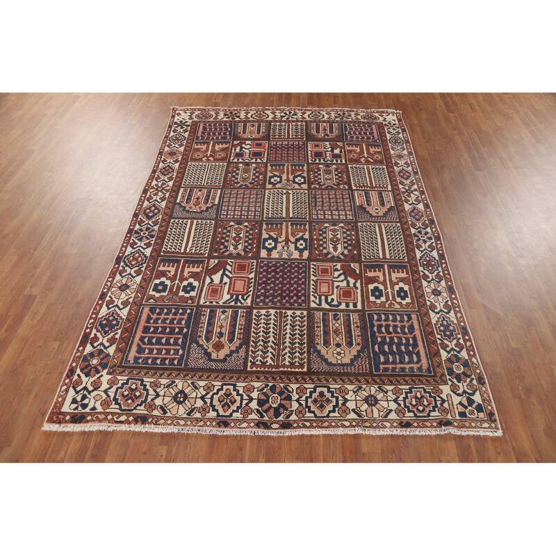 Garden Design Bakhtiari Vintage Persian Area Rug Handmade Wool Carpet - 6'9" x 10'3"