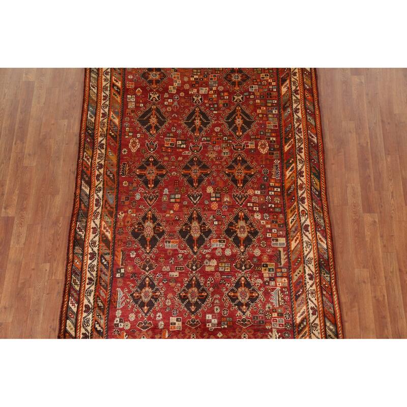 Hand Knotted Oriental 100% Wool Carpet Traditional Tribal Red Kashkoli Area Rug - 8' 2'' X 5' 4''