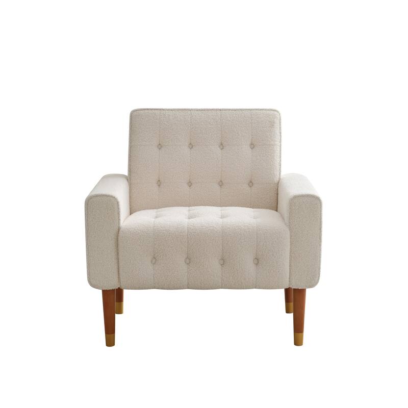33.75" Classic Biscuit-Style Button Tufted Accent Chair with Elegant Solid Wood Legs