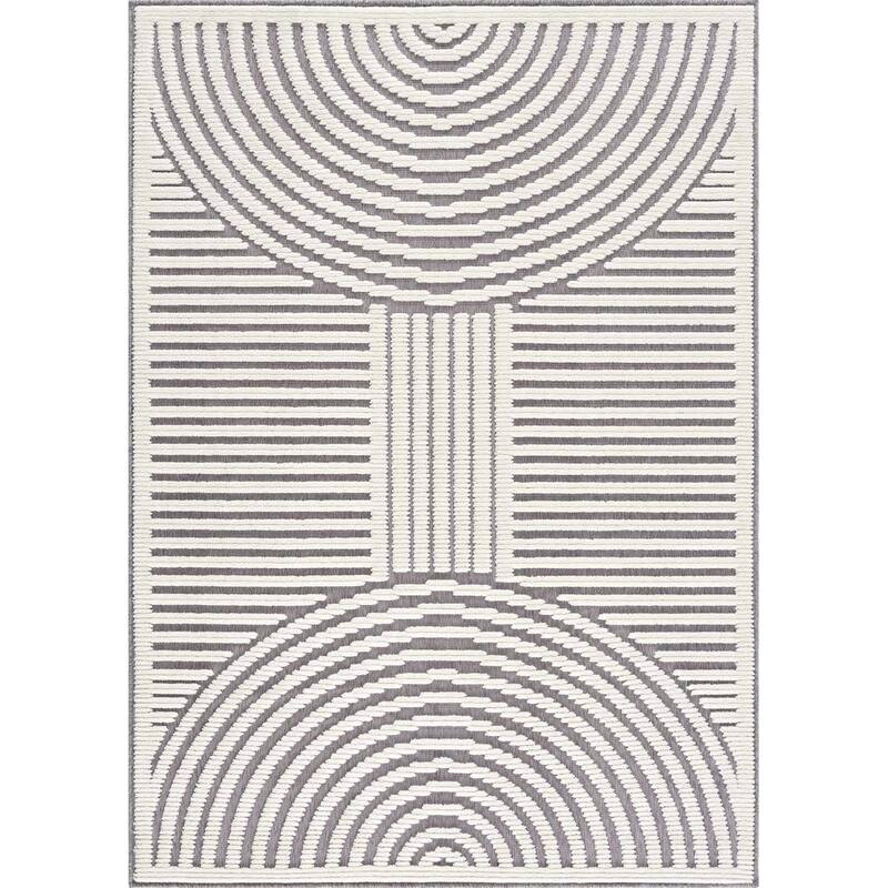 Hauteloom Deron Living Room, Bedroom Machine Washable Area Rug - White, Off White - 2' x 2'10"
