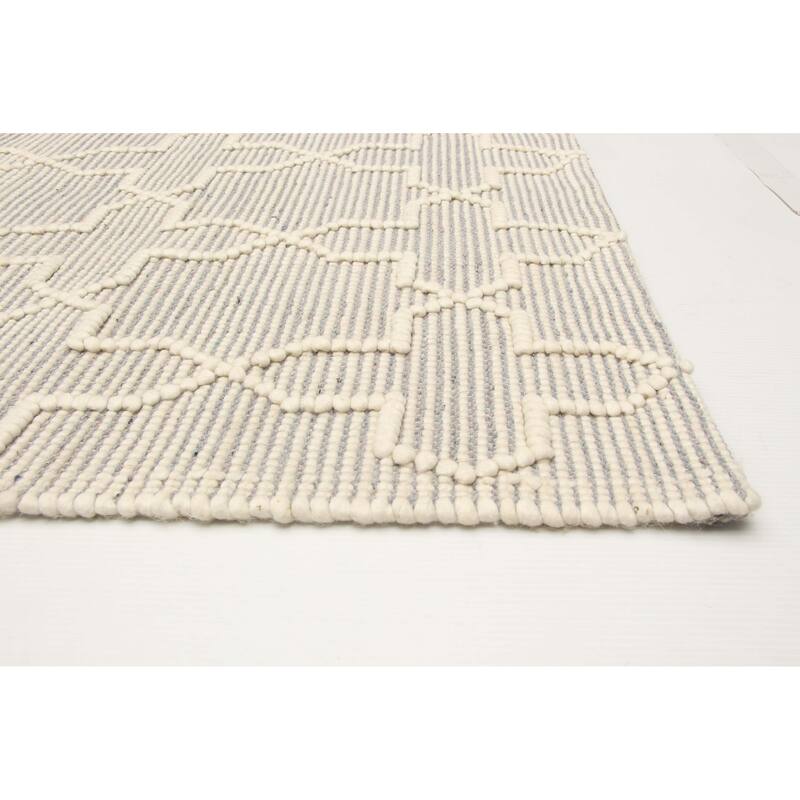 ECARPETGALLERY Braid weave Sienna Grey Wool Rug - 5'0 x 7'11