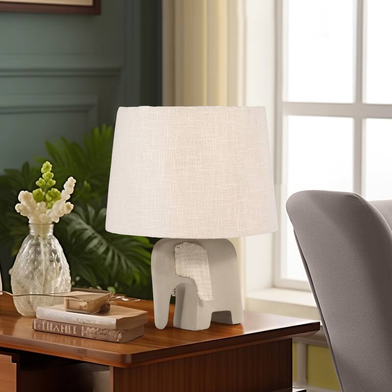Sagebrook Home Natural Textured Neutral 18" Omix Elephant Lamp, Beige - 14" x 14" x 18" - 14" x 14" x 18" - Ivory/beige