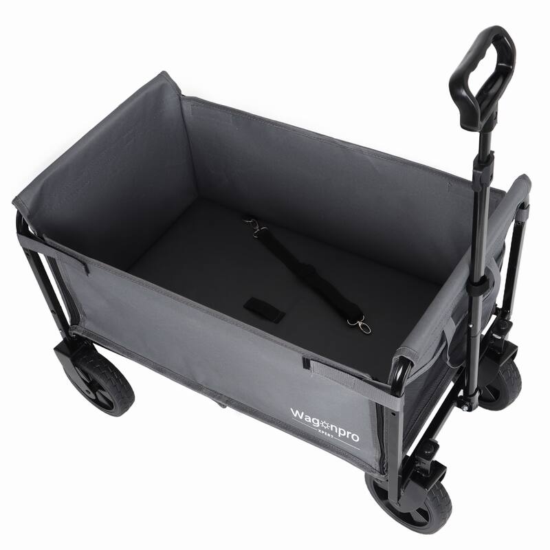 All-in-One Convertible Folding 4-Wheel Trolley with Bench Seat and Dog Leash - Heavy Duty Foldable Utility Trolley for Camping