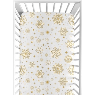 Sweet Jojo Designs Christmas Holiday Boy, Girl, Unisex/Gender Neutral Fitted Crib Sheet - Xmas Snowflakes for Festive Christmas