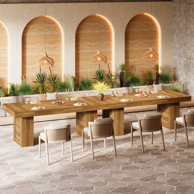 63'' Farmhouse Dining Table for 6, Rectangle Wooden Kitchen Table