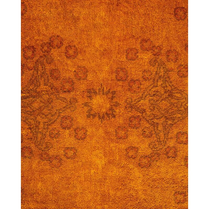 Overton Hand Knotted Wool Vintage Inspired Modern Contemporary Overdyed Gold Area Rug - 6' 1" x 9' 5"