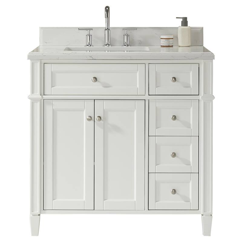 36''/48''/60'' Freestanding Bathroom Vanity with Single/Double Sink & Drawers, White