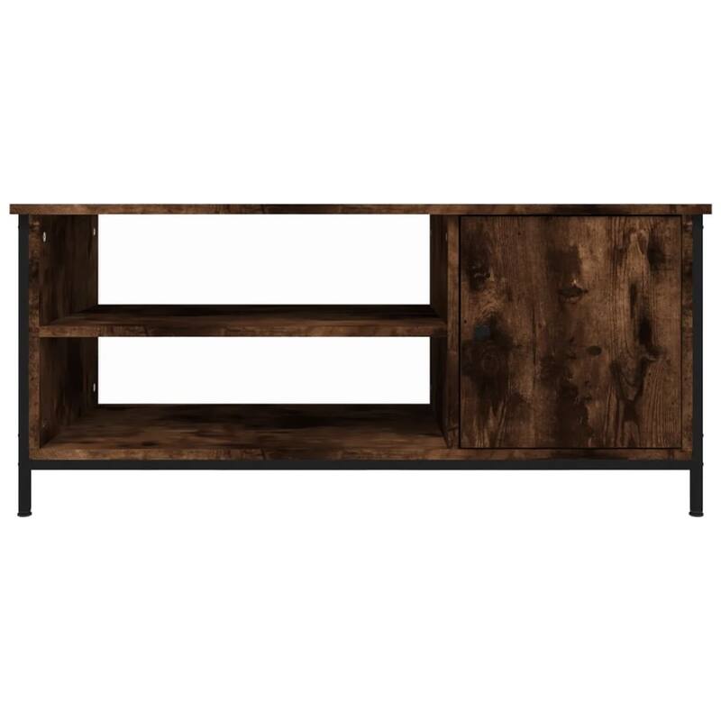 vidaXL TV Cabinet Smoked Oak Engineered Wood, Steel Medium TV Cabinet - 39.4 x 15.7 x 17.7 inches