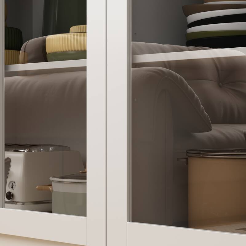 Curio Display Cabinet, Storage Shelves with 6 Glass Door - 78.7"H
