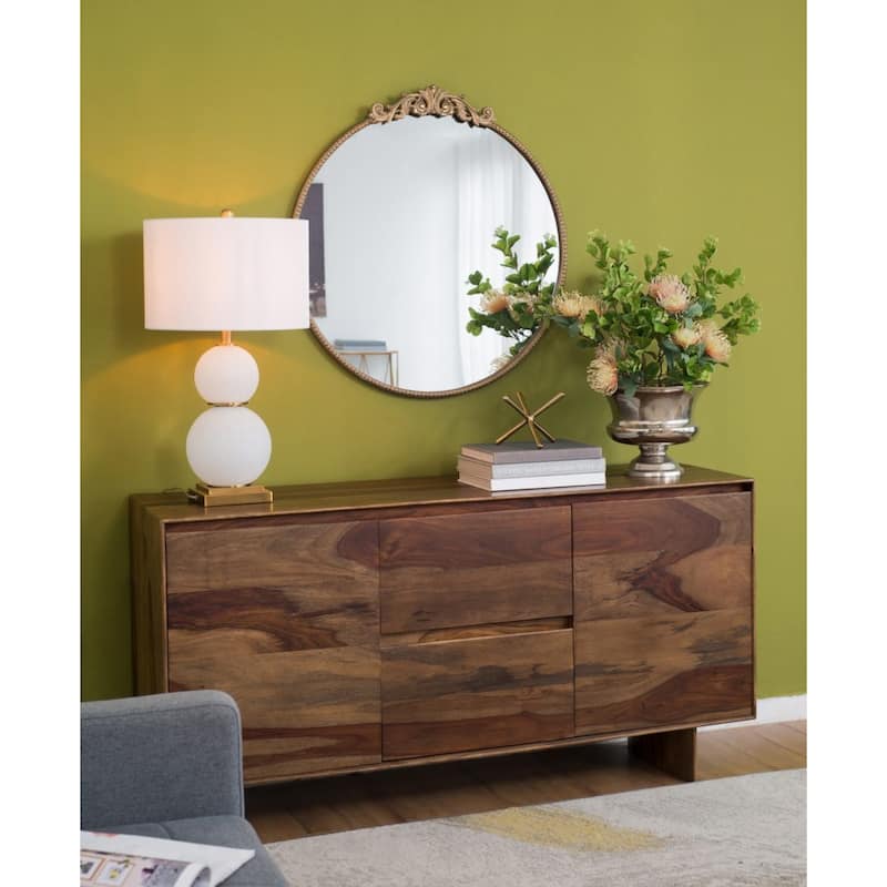 Classic Baroque Style Round Wall Mirror - 32" - Gold