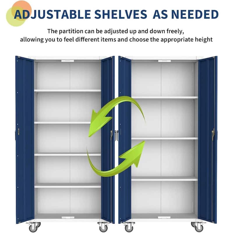 71" Steel Storage Cabinet with Locking Doors for Garage Office Pantry Home - N/A