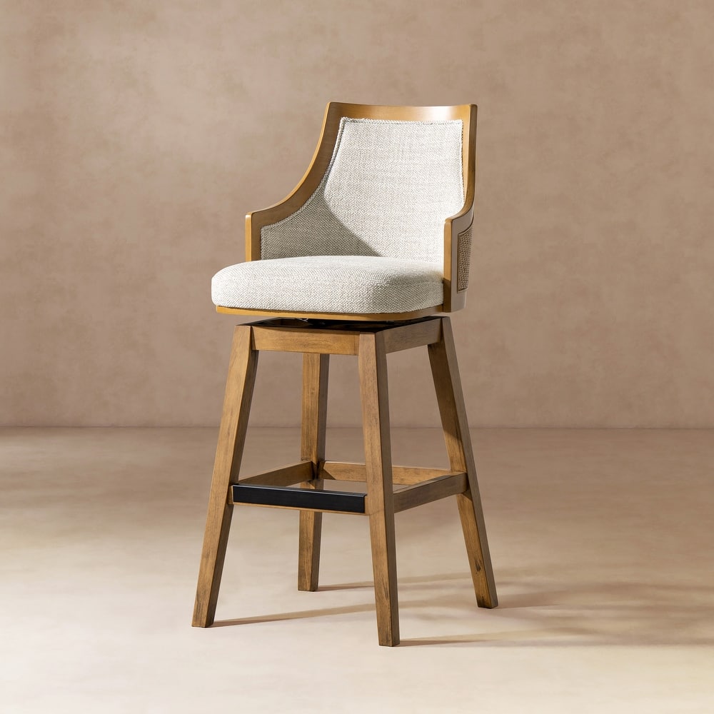 Bahama 26" Cane Rattan High-Back Swivel Counter Height Bar Stool