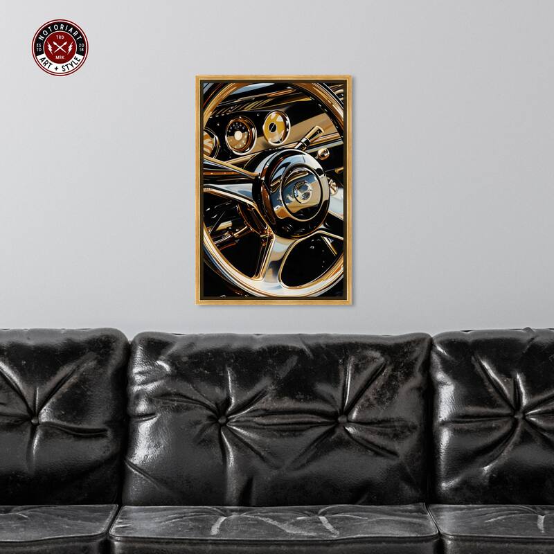 Notoriart Elegant Steering Wheel Framed Car 1 Piece Canvas Wall Art