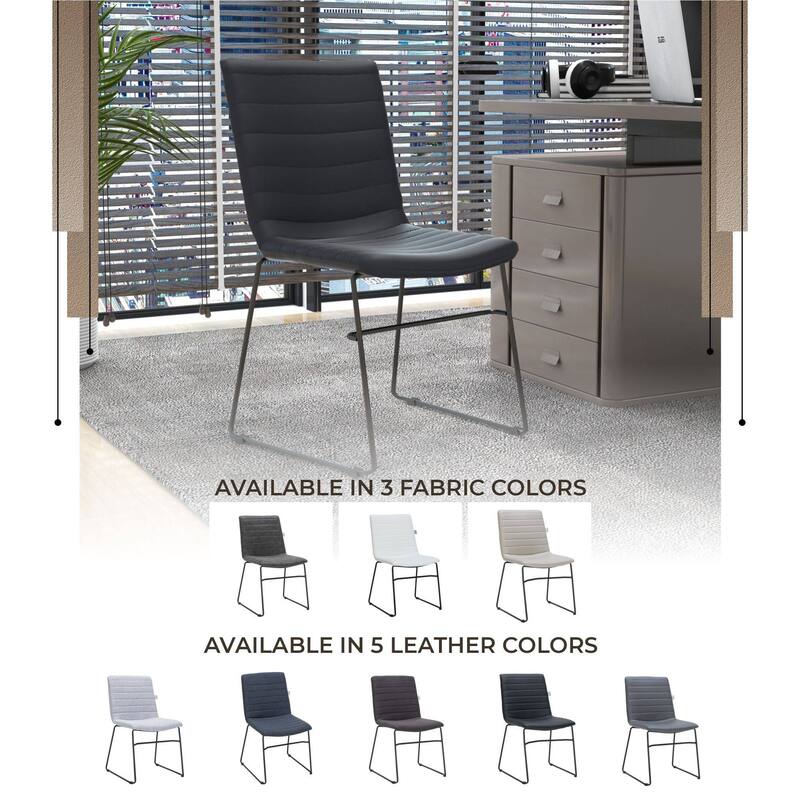 Zylar Modern Leather Guest Chair with Lumbar Support, Stainless Steel Base, High-Density Foam, Floor Protectors, 300 lb Capacity