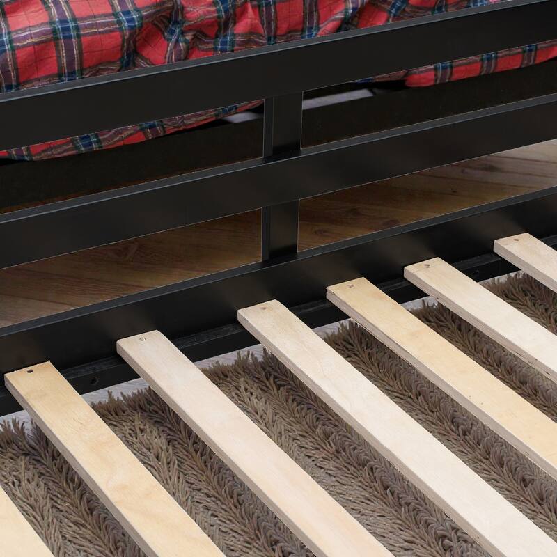 Twin/Full Gaming Bunk Bed with Dual Desks, USB Charging Ports and Pegboard Organizer, Gamer Bunk Frame