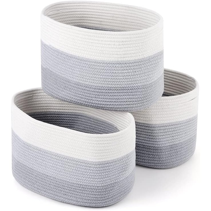 Woven Baskets for Storage Set of 3 - Grey