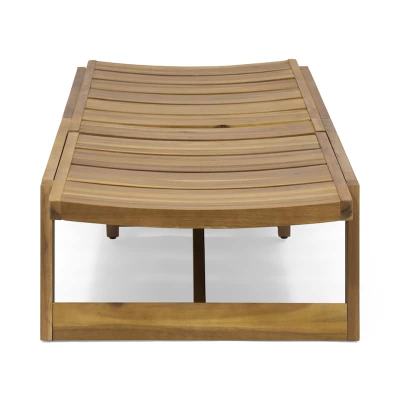 Outdoor 2-Piece Acacia Wood Chaise Lounge Chairs Set, Slat Design Adjustable Reclining Sun Lounger