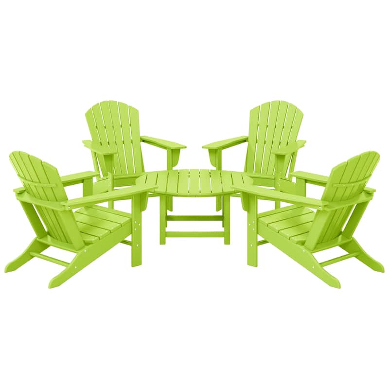 Altura Outdoor 5-Piece Adirondack Chair & Round Coffee Table Conversation Set