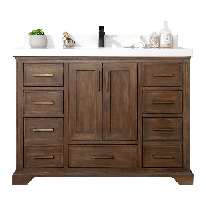 Willow Collections 48 in. W x 22 in. D Charlotte Teak Single Sink Bathroom Solid Teak Vanity with Countertop
