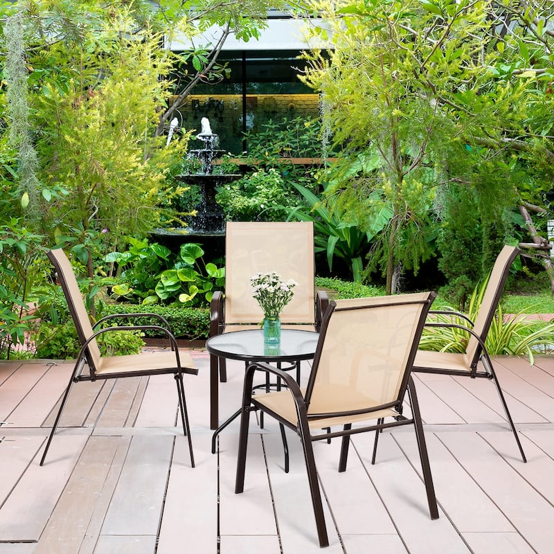 Costway 4PCS Patio Chairs Garden Deck Yard with Armrest - See Details