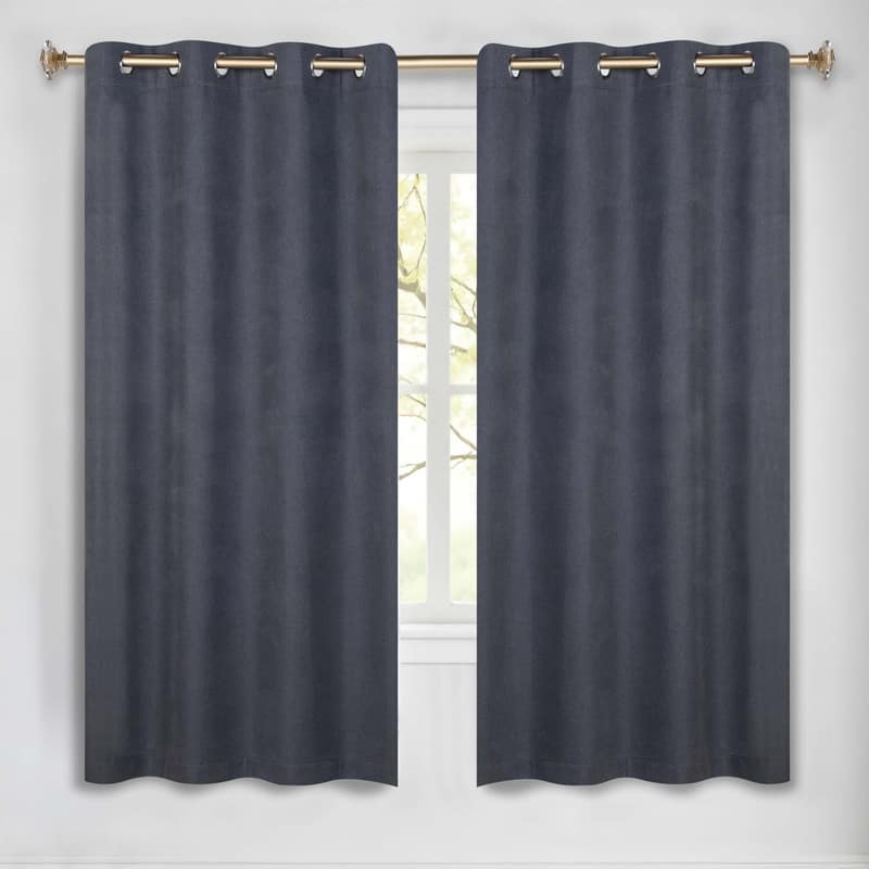 Superior Neal 100% Blackout Grommet Curtains, Set of 2 Panels - 52" x63" - Charcoal
