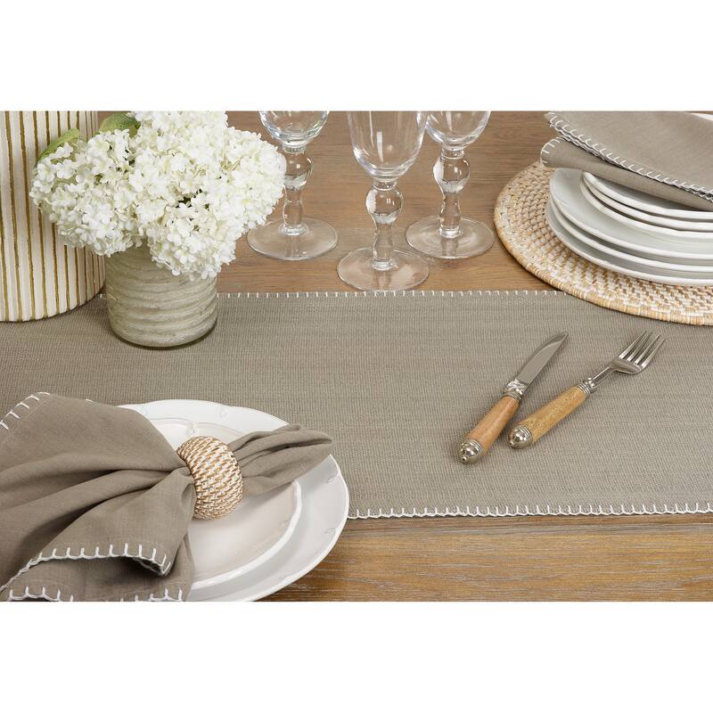 Celena Collection Whip Stitched Design Cotton Table Runner