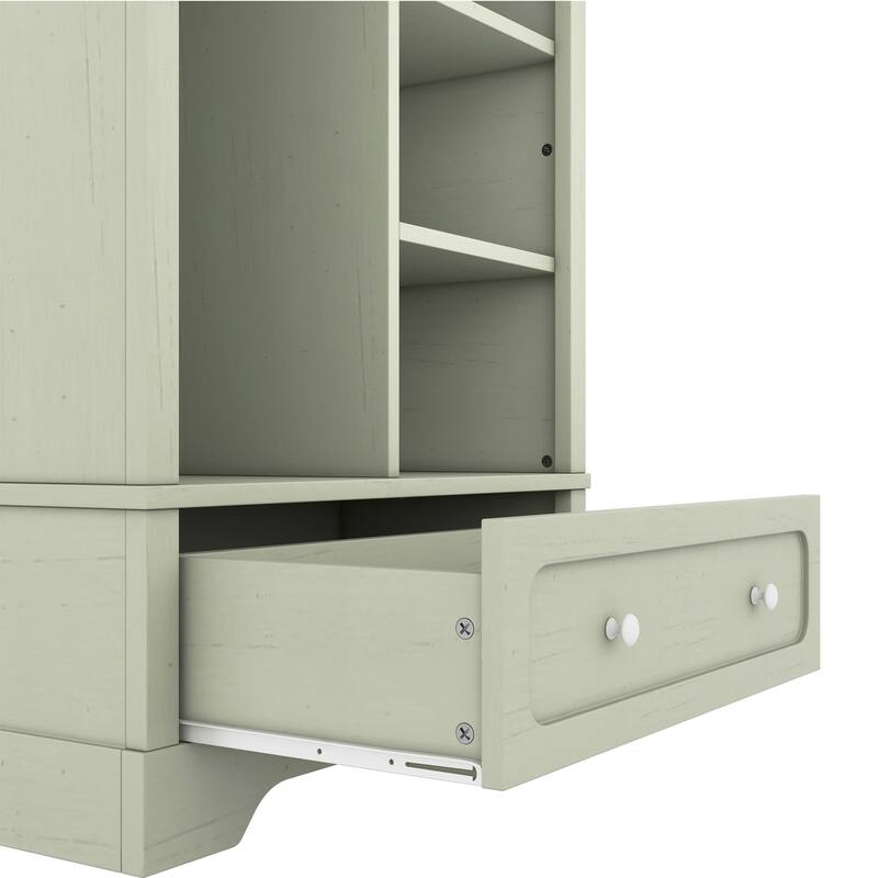 Open Children's Wardrobe with A Hanging Rod and Open Shelves