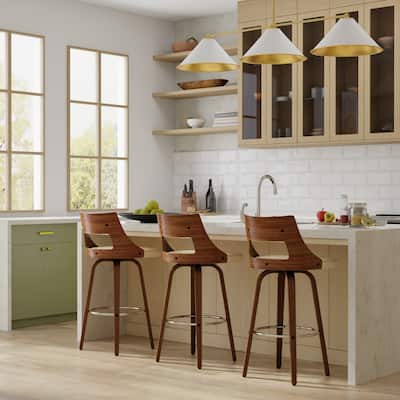 WYNDENHALL Kaydee Contemporary 17" Swivel Bar Stool (Setof 2) in Cream Vegan Faux Leather - 20.3"D x 18.9"W x 40.75"H