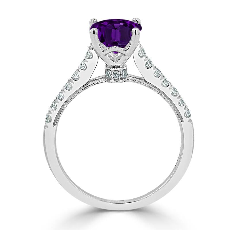 Auriya 9/10ct Fancy Oval Purple Amethyst and Diamond Engagement Ring 1/4ctw 14k Gold