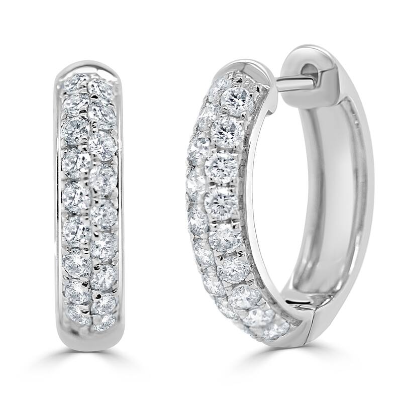 Joelle Collection Pave Diamond Hoops 0.65 ct.TDW Hoop Earrings 14K Gold Diamond Earrings
