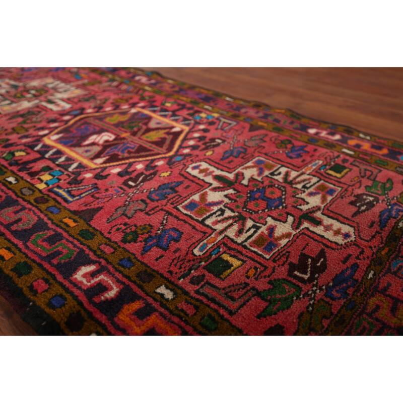 Tribal Gharajeh Persian Runner Rug Handmade Red Wool Carpet - 2'4"x 11'1"